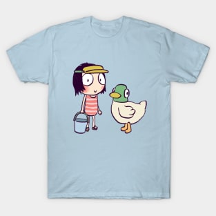 sarah and duck goes to the beach in beach break / children cartoon T-Shirt